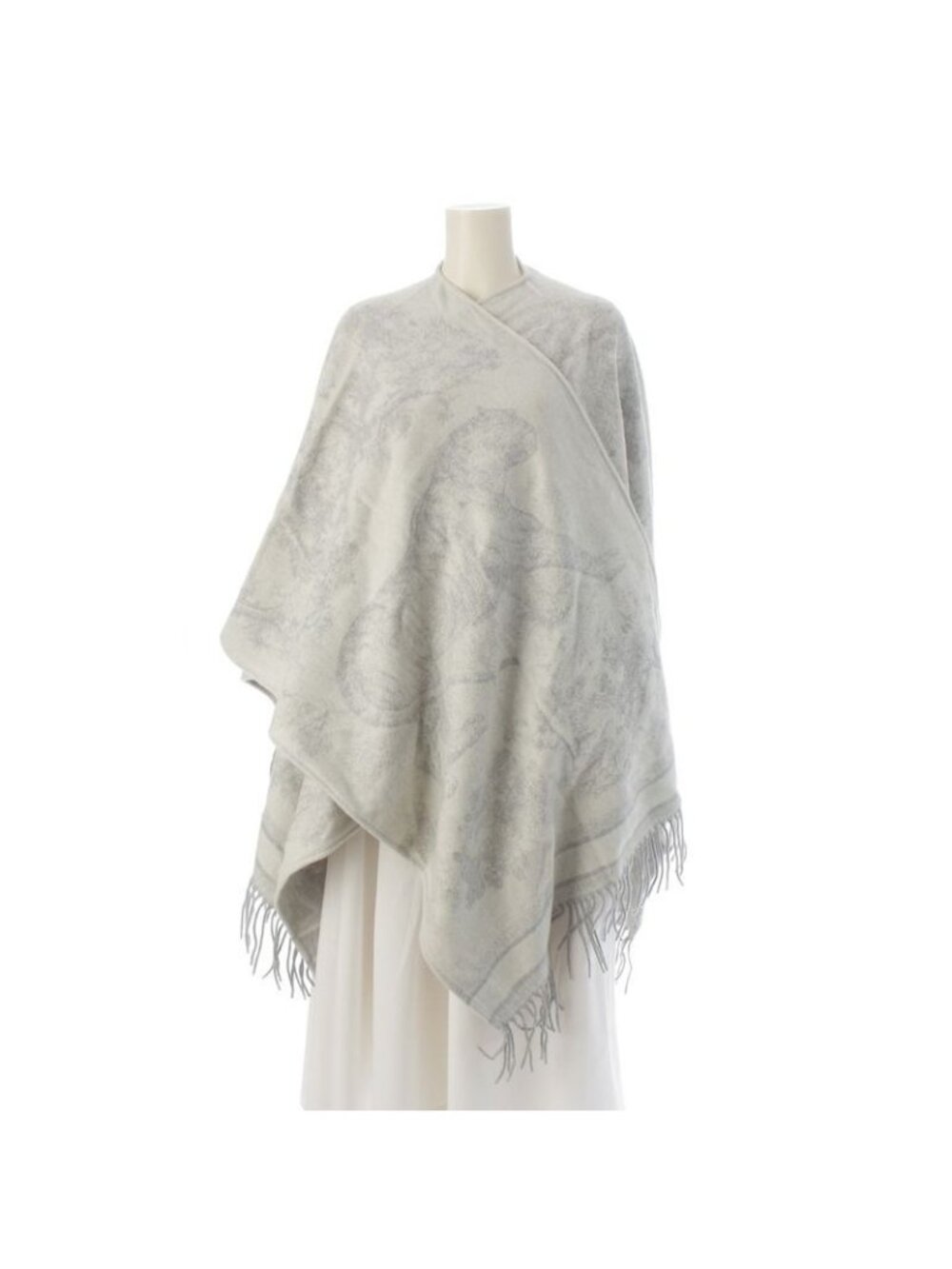 Christian Dior Cashmere Toile de Jouy Cape Poncho 21 Jou370 Zkdo Gray